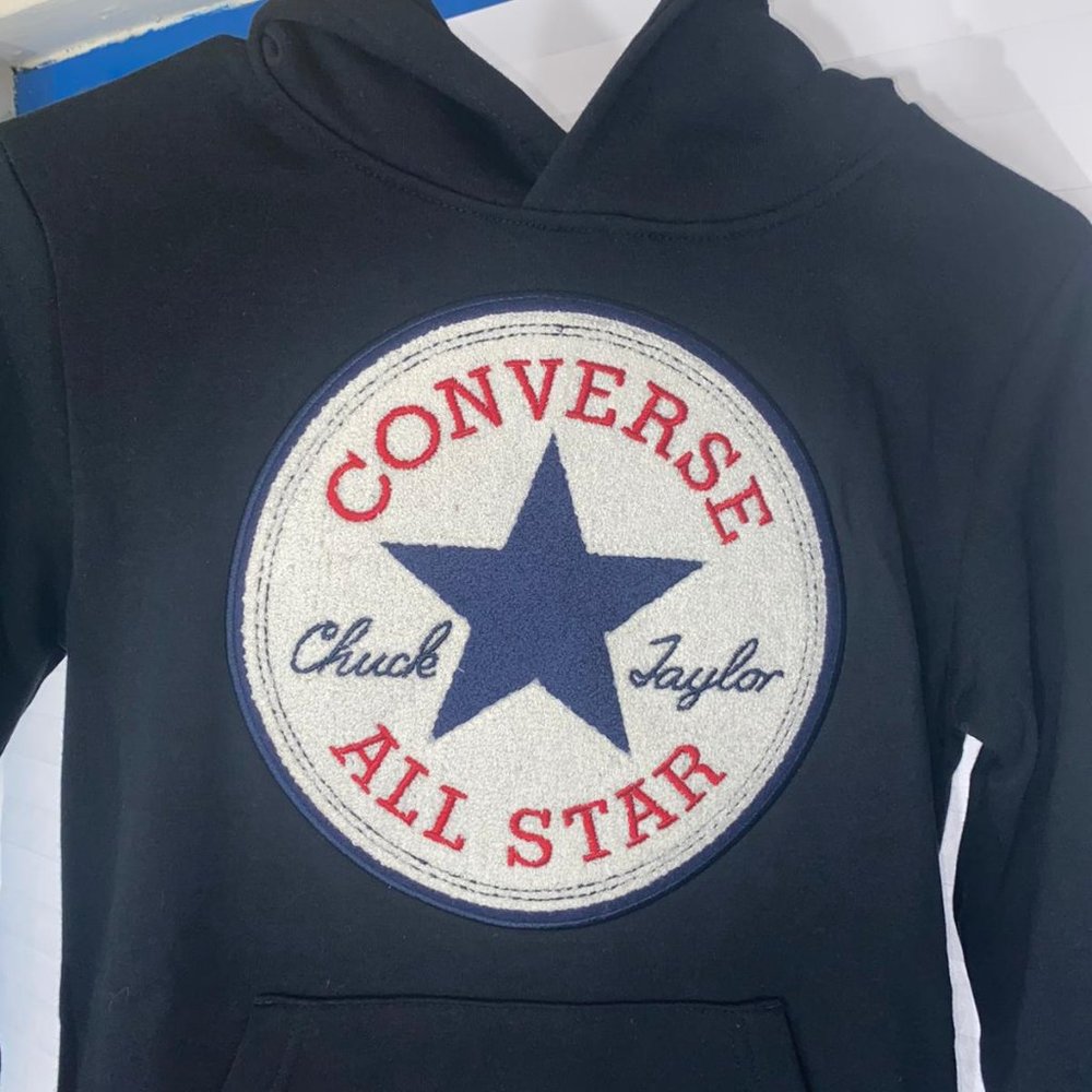 Converse Big Boy Chuck Patch Fleece Pullover Black Hoodie - Picture 6 of 12